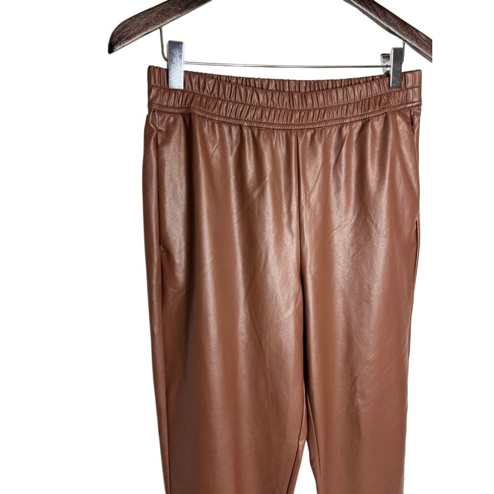 The Reset R Label High-Rise Vegan Leather Pant in Chestnut-sz Medium - Picture 6 of 11